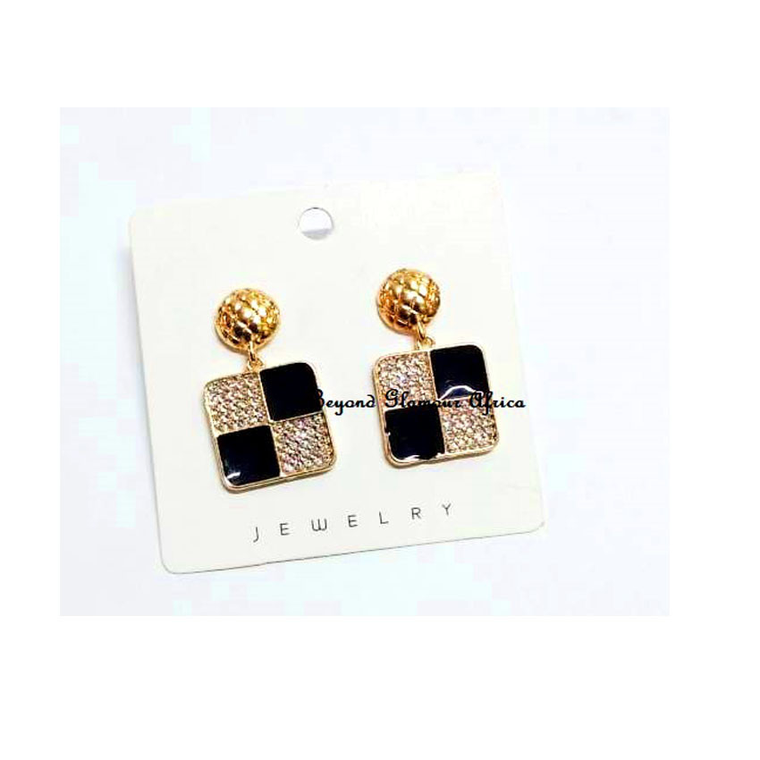 Womens Gold Plated Fashion Square earrings