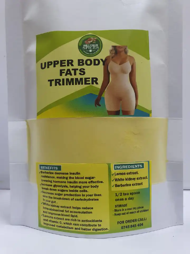 UPPER BODY FATS TRIMMER.a mix of herbal extract that will increase your metabolism and block carbohydrates absorption in to the body hence helps u loss tummy fats .100 % organic