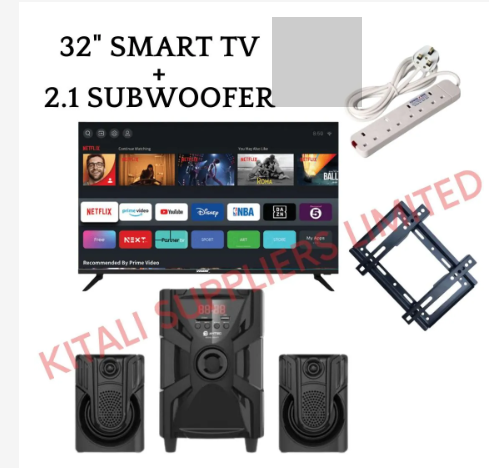 32" Digital tv, wall bracket, Extension, 2.1 subwofer