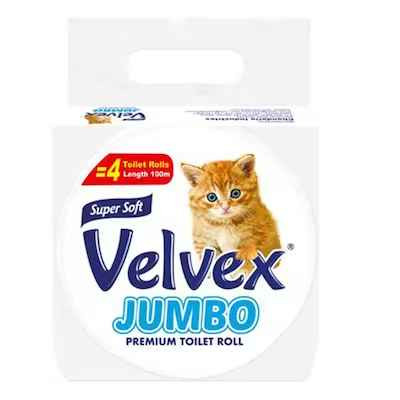 Velvex Jumbo tissue wrapped 100M 12s