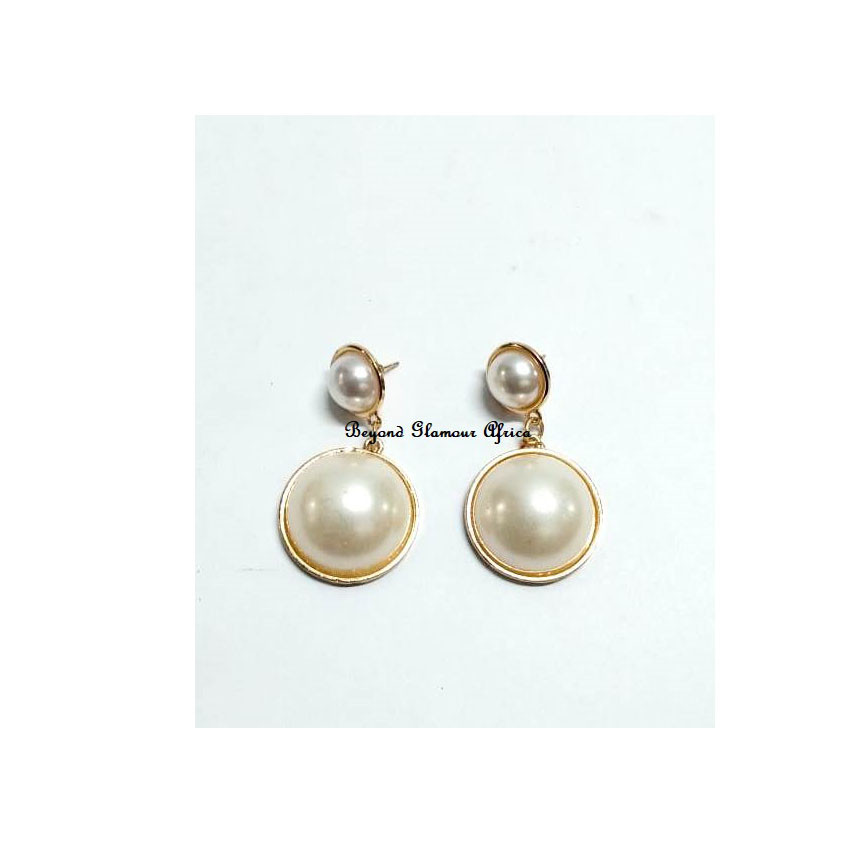 Womens Round Crystal Golden Earrings