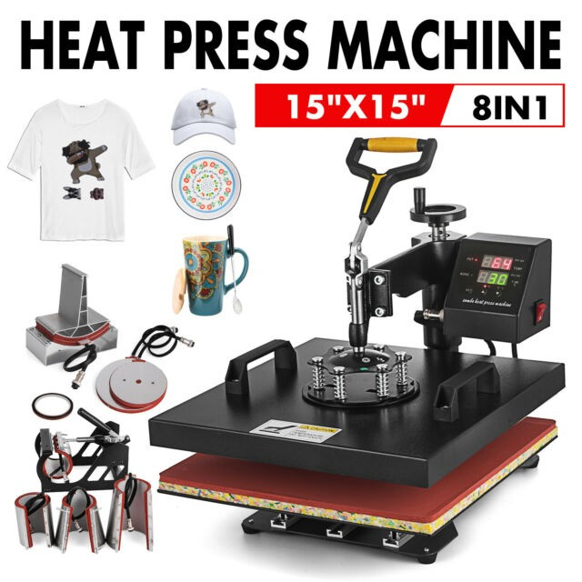 T Shirt Heat Press Machine 8 in 1 12X15 360 Swing