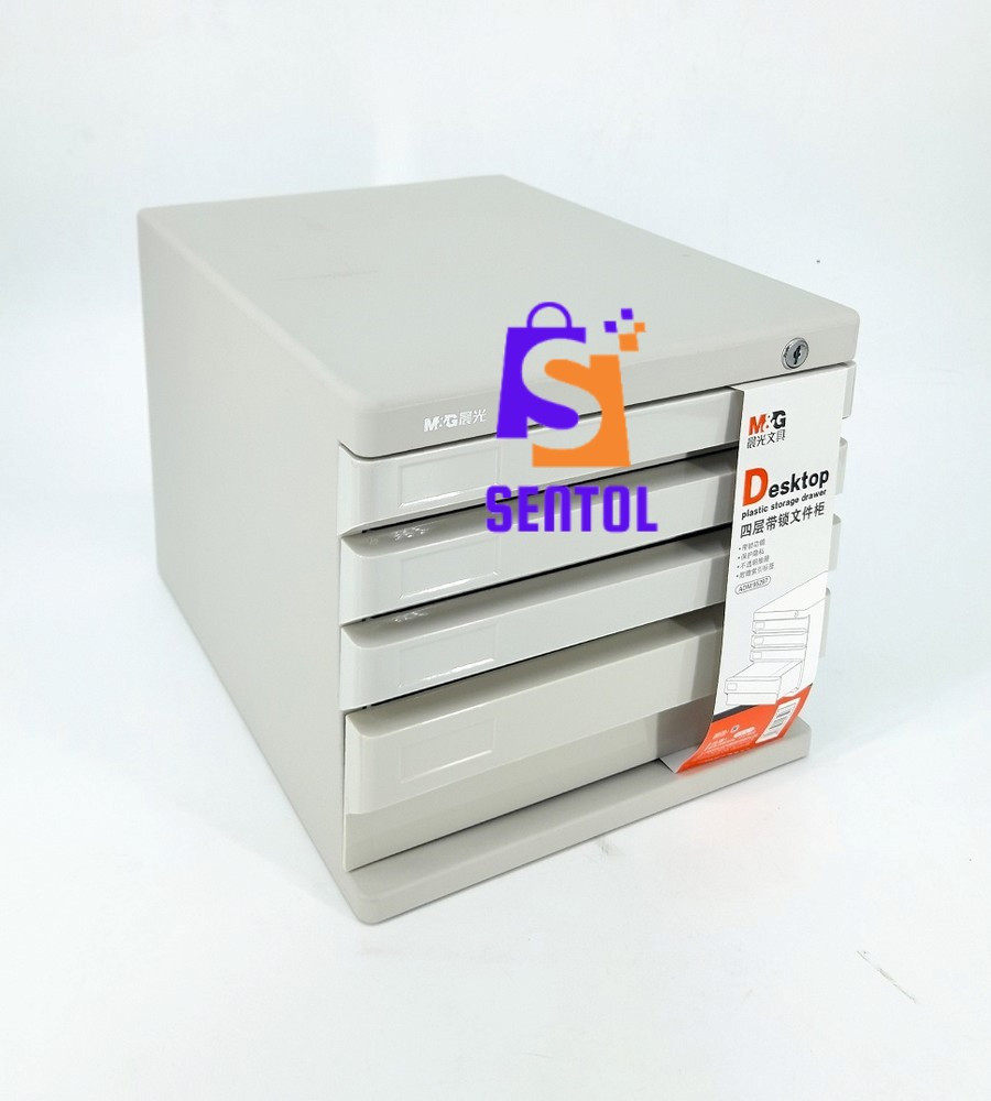 5-Layer Desktop Plastic File Cabinet Office Storage Box with Lock