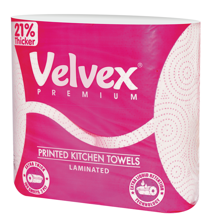 Velvex Premium Pink Kitchen Towels -2 Rolls