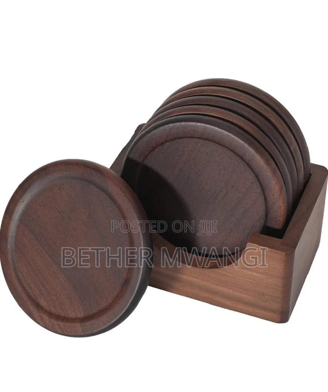 6pc Acacia Wood Coasters Set
