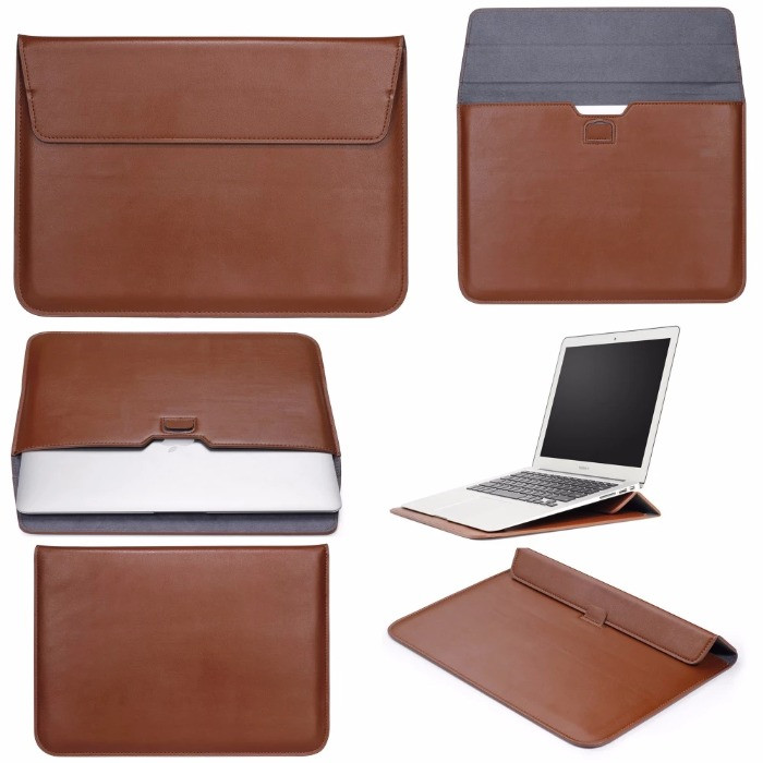 PU Leather Sleeve Bag Case with Stand Function for Macbook