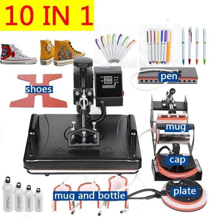 12x15 Inch 10 In 1 Double Display Heat Press Machine 2D Thermal Pen Transfer Printer For Cap/Mug/Plate/T-shirt/Keychain1