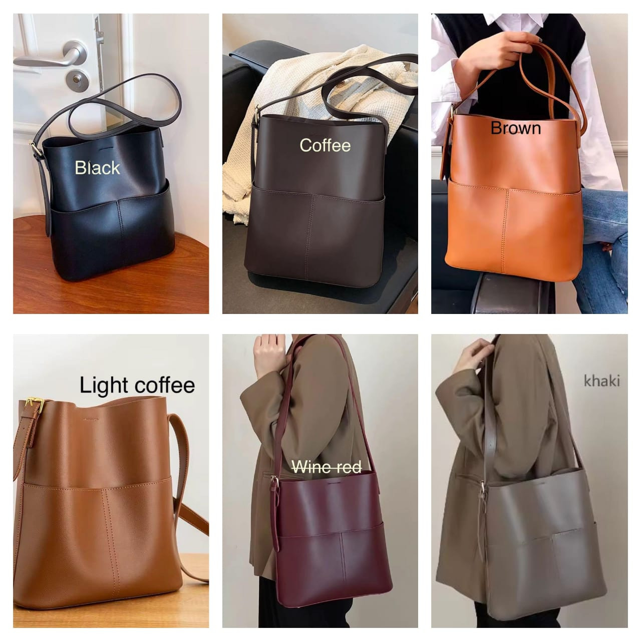 Genuine Leather Bucket tote bag