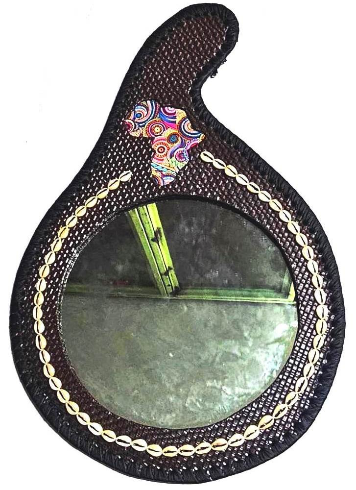 Brown Leather African calabash Mirror
