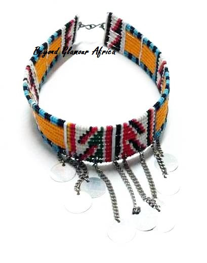 Womens Maasai Beaded Choker necklace