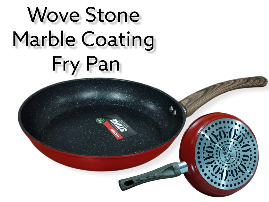 Non Stick Granite Heavy Duty Stone Frying Pan Red And Black, 28cm