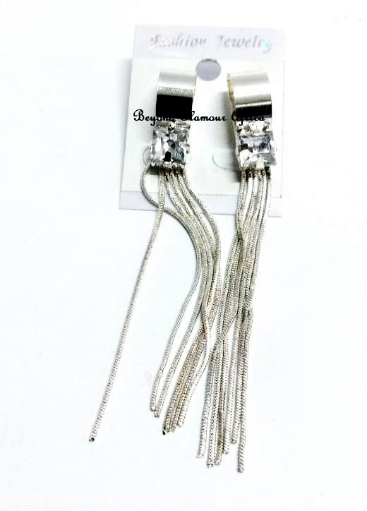 Womens  Silver Tone Tassel Dangle Earrings