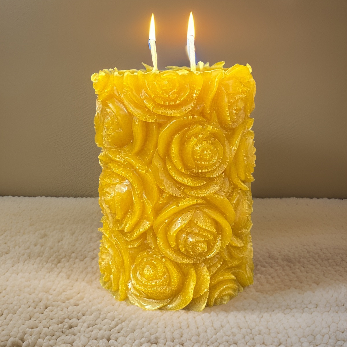 Roses Pillar Beeswax Candle