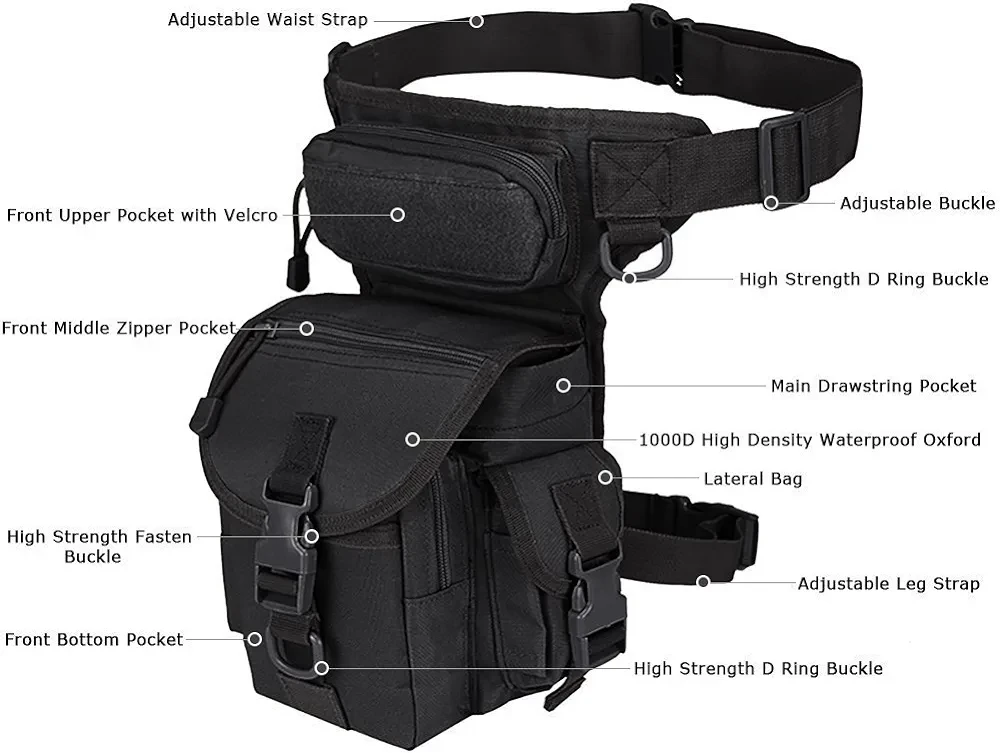 Multi-Purpose Tactical Drop Leg Bag Tool Fanny Thigh Pack Leg Rig Military Motorcycle Camera Versipack Utility Pouch