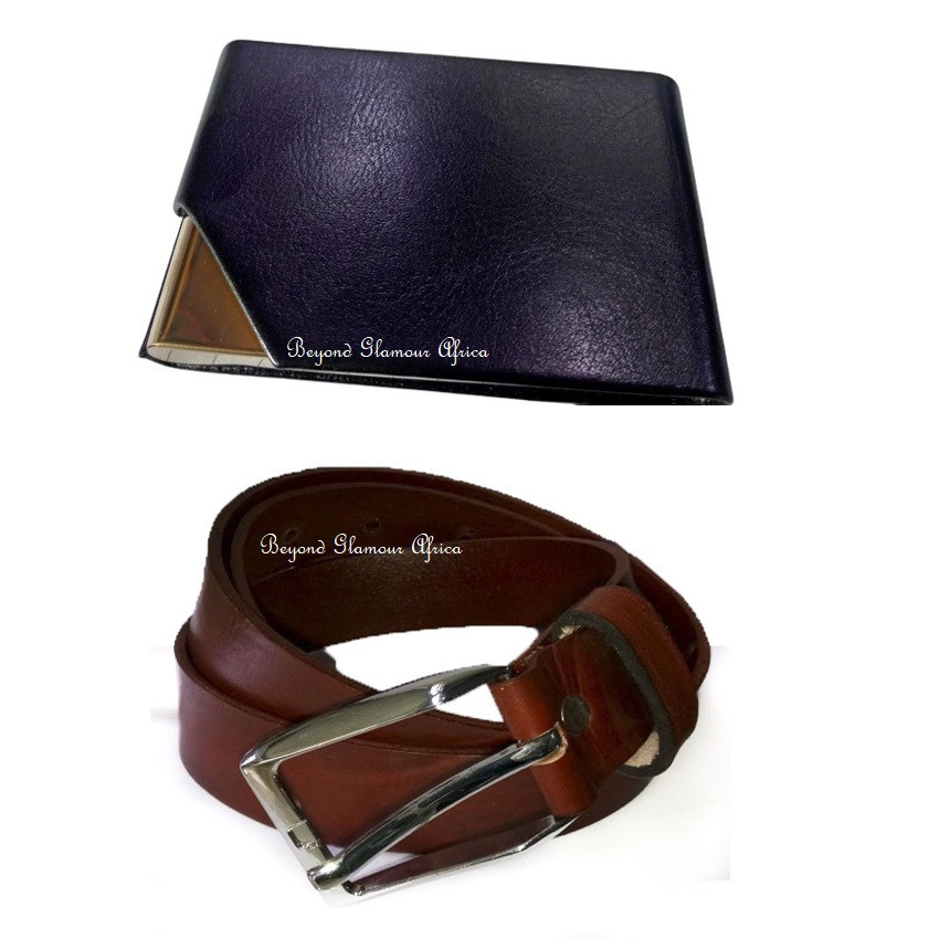 Mens Black Leather  Cardholder with  belt