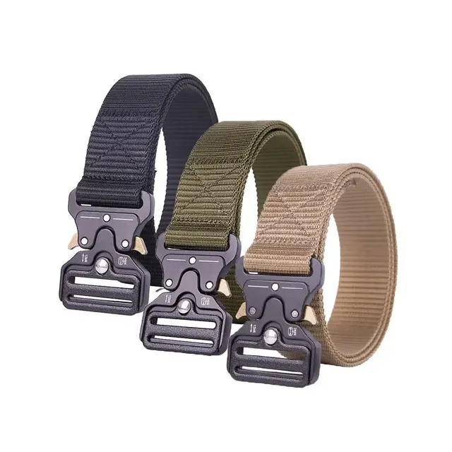 Tactical Belts for Men Military Style Work Hiking Riggers Web Gun Belt with Heavy Duty Quick Release Metal Buckle