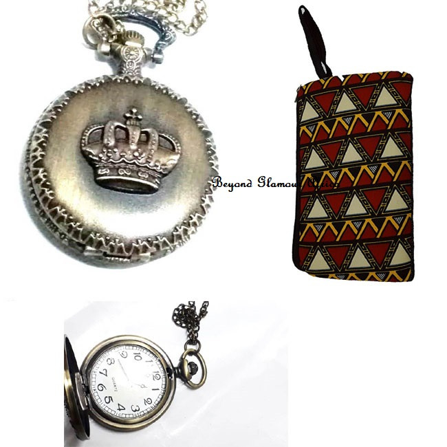 Bronze Crown Pocket watch with pouch