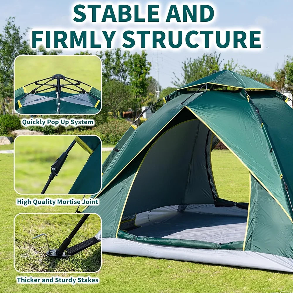 Outdoor Camping Folding Fully Automatic Tent 3-4 People Beach Simple Quick Open Double Rainproof Camping Camping Tent
