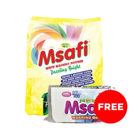 Msafi Washing Powder 1kg + FREE Washing Bar