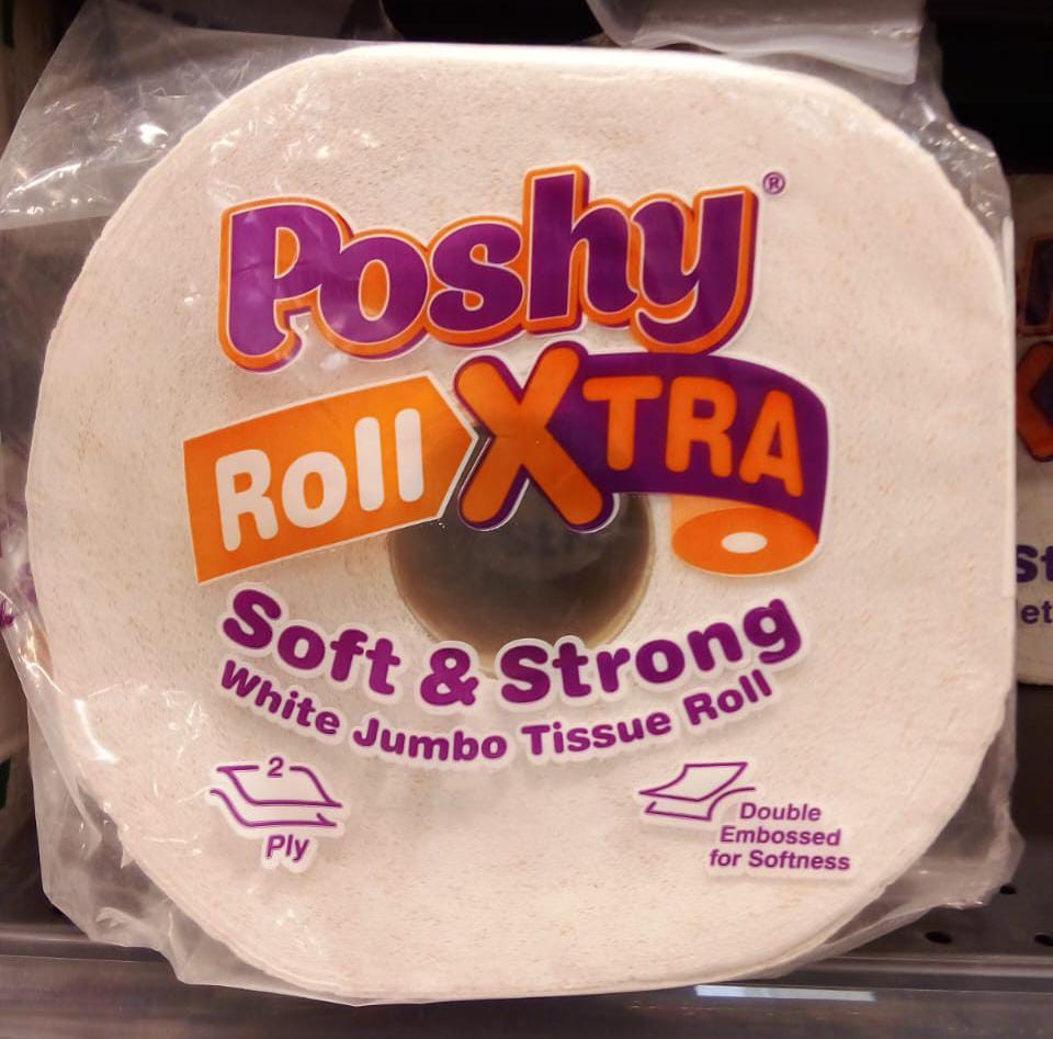 Poshy Roll Xtra Jumbo - 700 Sheets, Premium Blended, 2 Ply - Single Pack - Coloured Orange