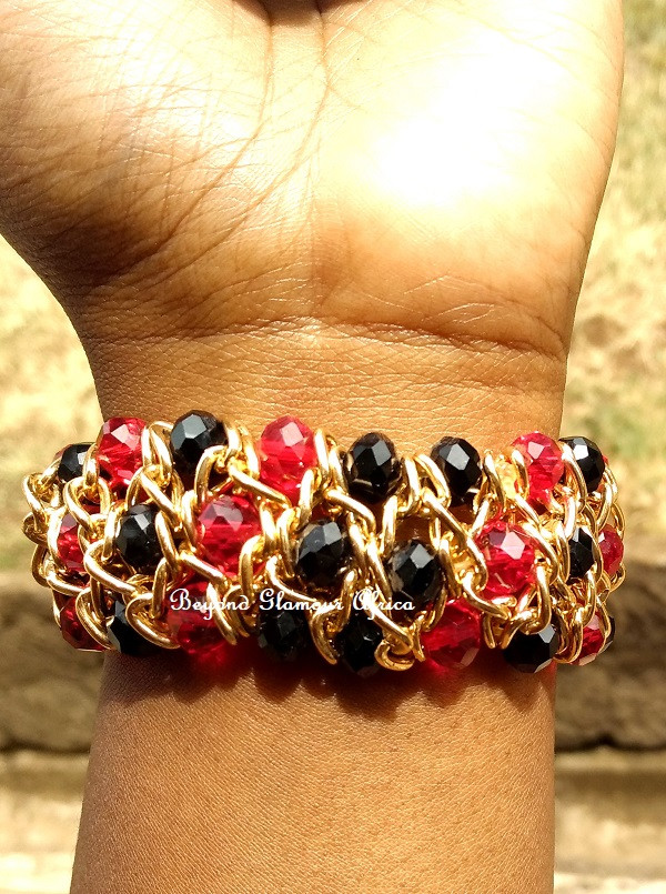 Womens red Crystal Earrings with bracelet