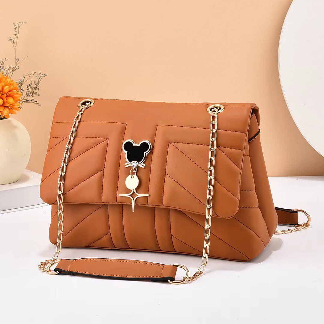 classy new design premium leather sling bag for women- brown
