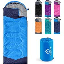 Camping Sleeping Bag - 3 Season Warm & Cool Weather - Summer Spring Fall Lightweight Waterproof for Adults Kids - Camping Gear Equipment, Traveling, and Outdoors