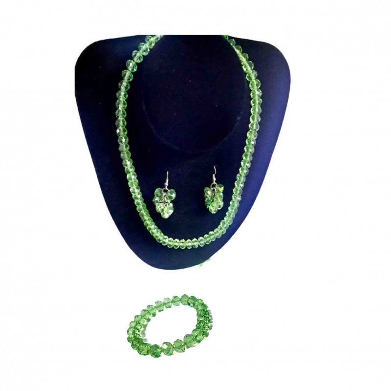 Womens Green Crystal Jewelry Set