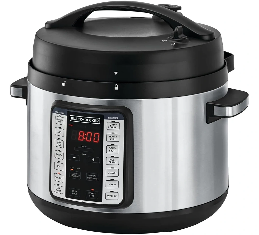 BLACK+DECKER PCP1010-B5 10L Pressure Cooker, Stainless Steel - 1350W