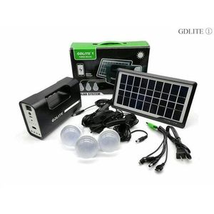GDLITE Solar Lighting Domestic System -LED Lights, Phone Charger, Batter, Solar Panel