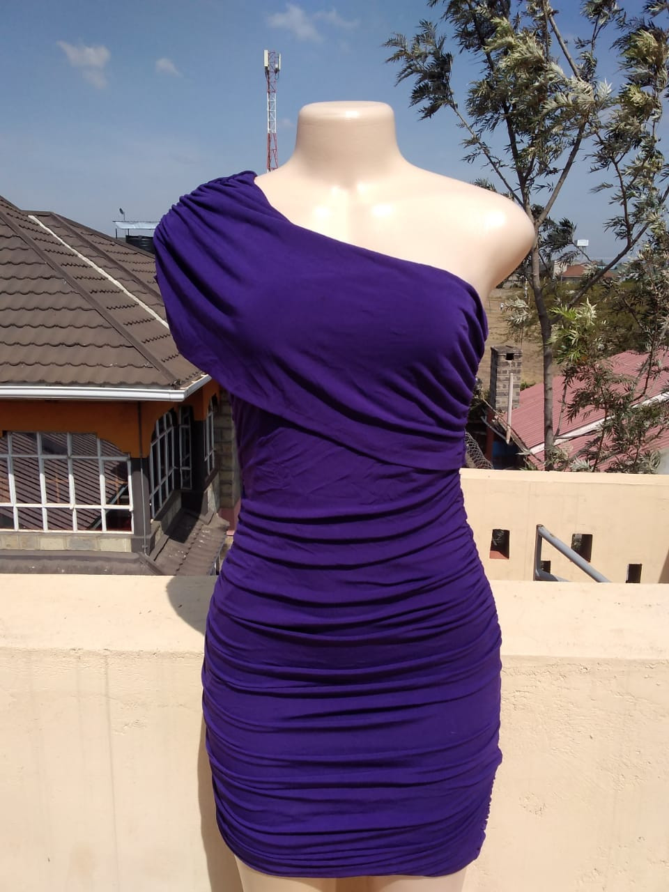 Purple one hand bodycon dress