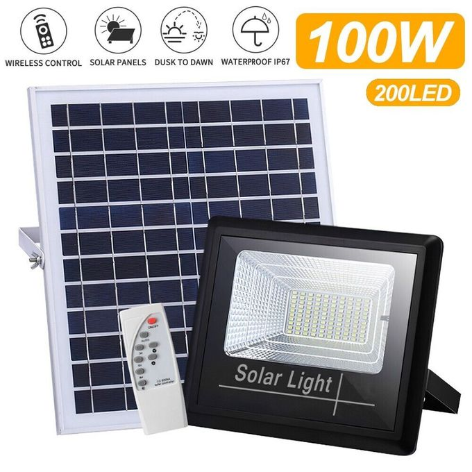 Solar Light 100W LED Solar Floodlight Panel Street Lights Outdoor Waterproof Remote Control