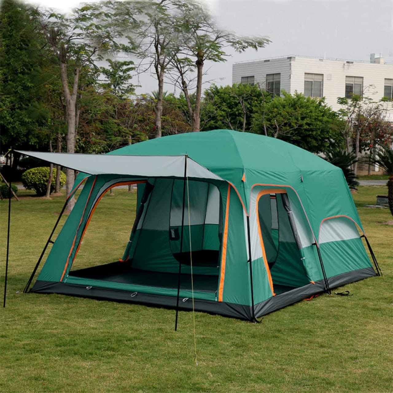 Extra Large Tent 10-12-14 Person(B),Family Cabin Tents,2 Rooms,3 Doors and 3 Windows with Mesh,Straight Wall,Waterproof,Double Layer,Big Tent for Outdoor,Picnic,Camping,Family Gathering