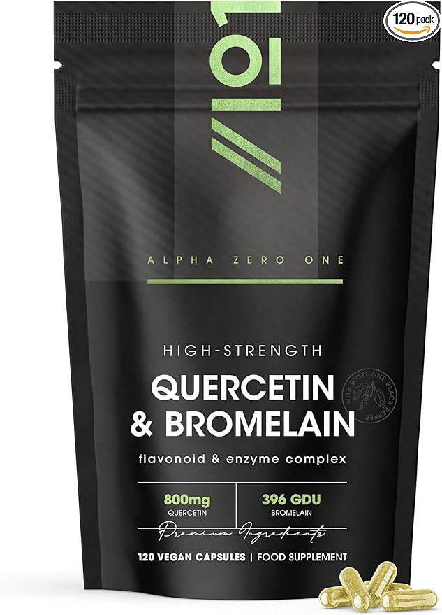 Plant-Based Quercetin 800mg & Bromelain 396 GDU with BioPerine® - 120 Vegan Capsules