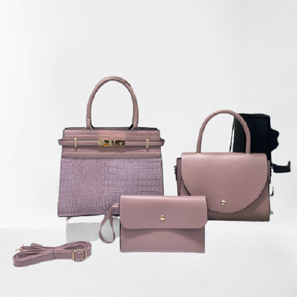 3 in 1 ladies fashion mandy set handbag-pink