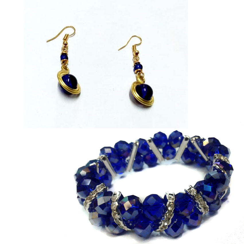 Womens Blue crystal with chain bracelet