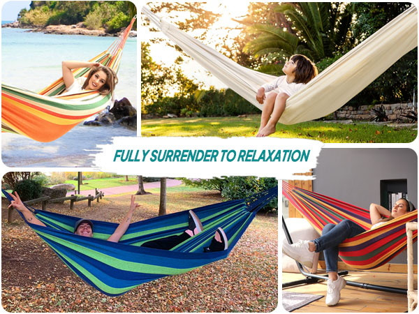 Hammock Comfortable Fabric Hammock with Tree Straps for Hanging Sturdy Hammock Up to 660lbs Portable Hammock with Travel Bag for Camping Outdoor/Indoor Patio Backyard