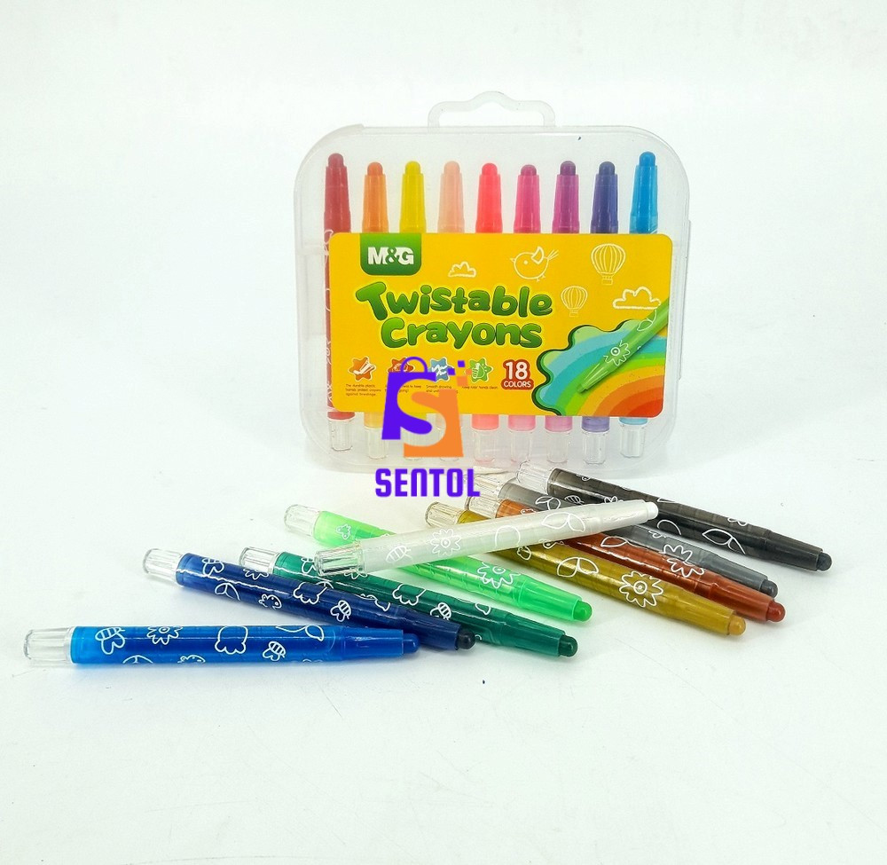 18 Colors Twistable Crayons in Lockable Container