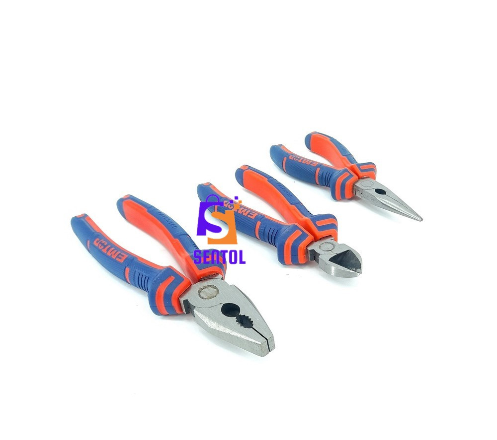 3PCS Pliers Set with Combination, Cutter, and Long Nose Pliers