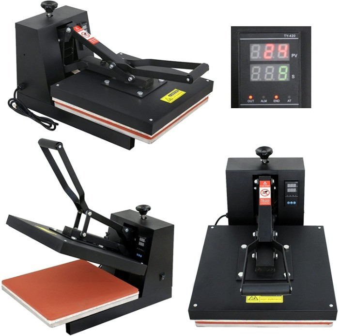 Black Heat Press Machine Digital Clamshell Transfer Sublimation Print Press Machine for T-Shirt