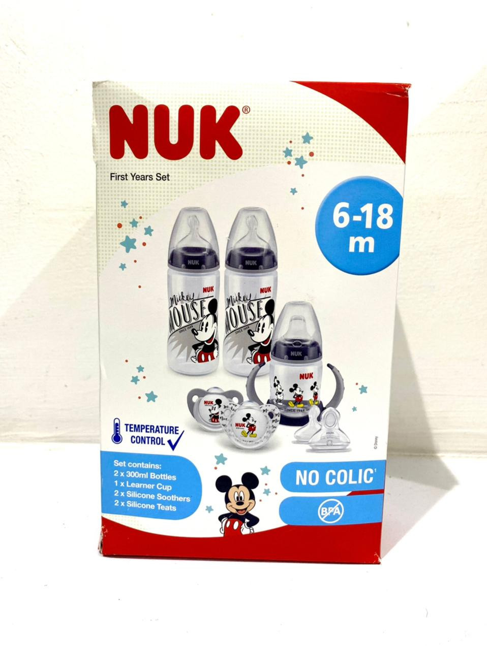 NUK Disney Smooth Flow Bottle & Pacifier  First year Set, Mickey Mouse, 6-18 Months