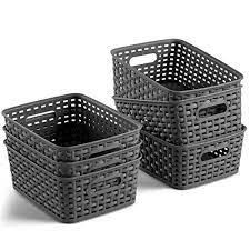Plastic storage baskets