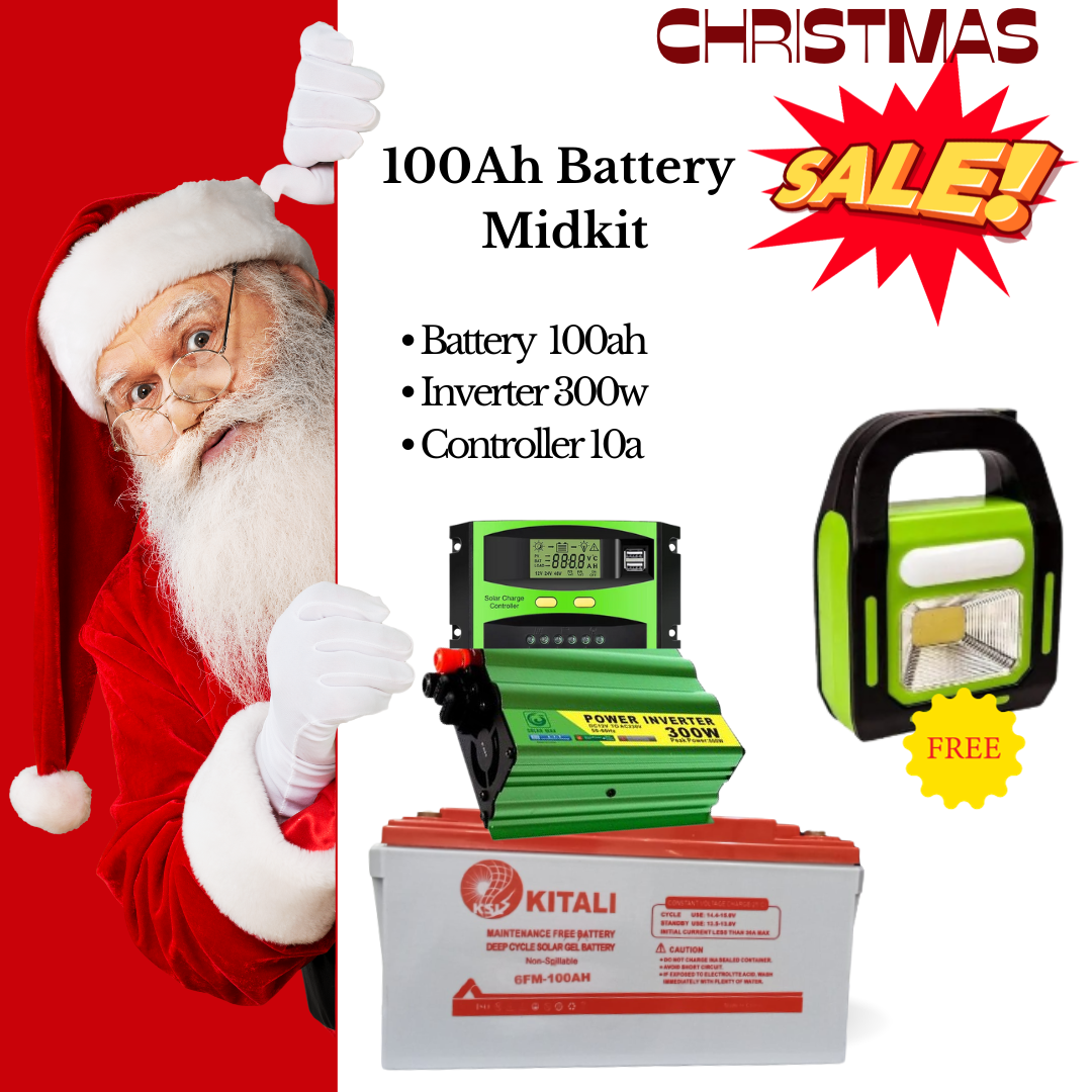 100ah battery midkit with free solar torch
