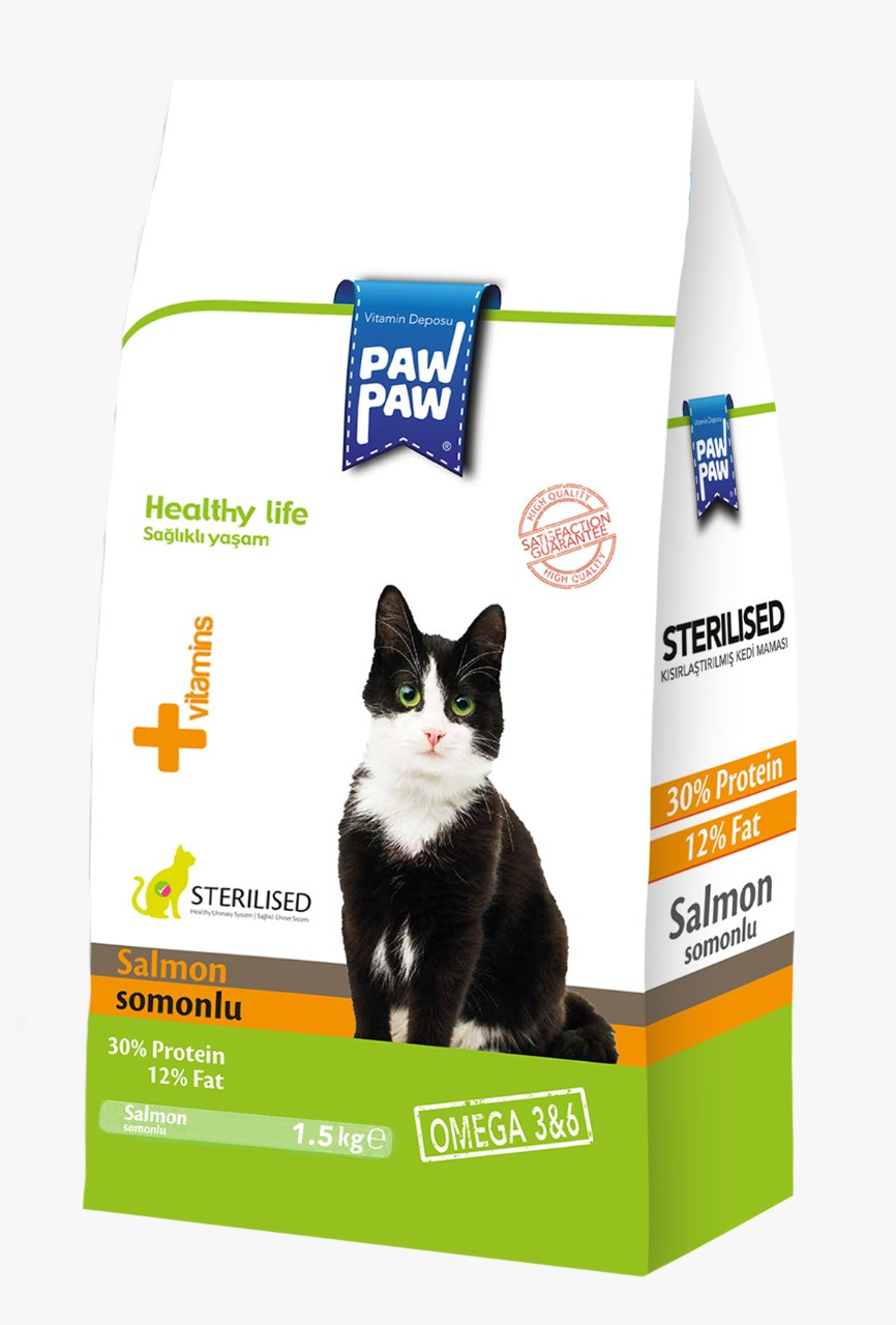 Pawpaw Adult Sterilised Cat food with Salmon 1.5Kgs