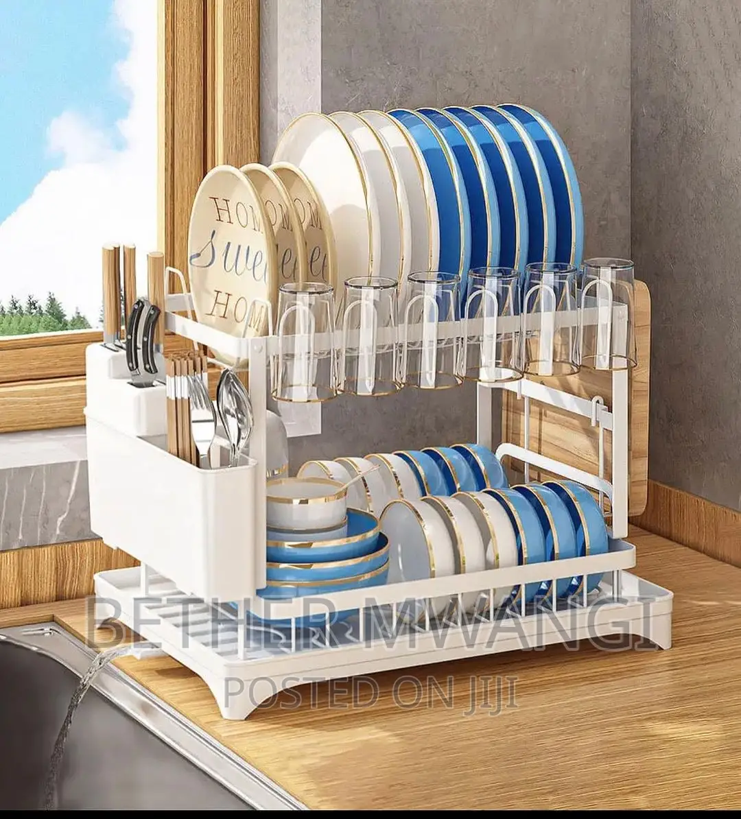 High Quality,Elegant,Galvanised ,Rust-Free ,2-Tier Dishrack