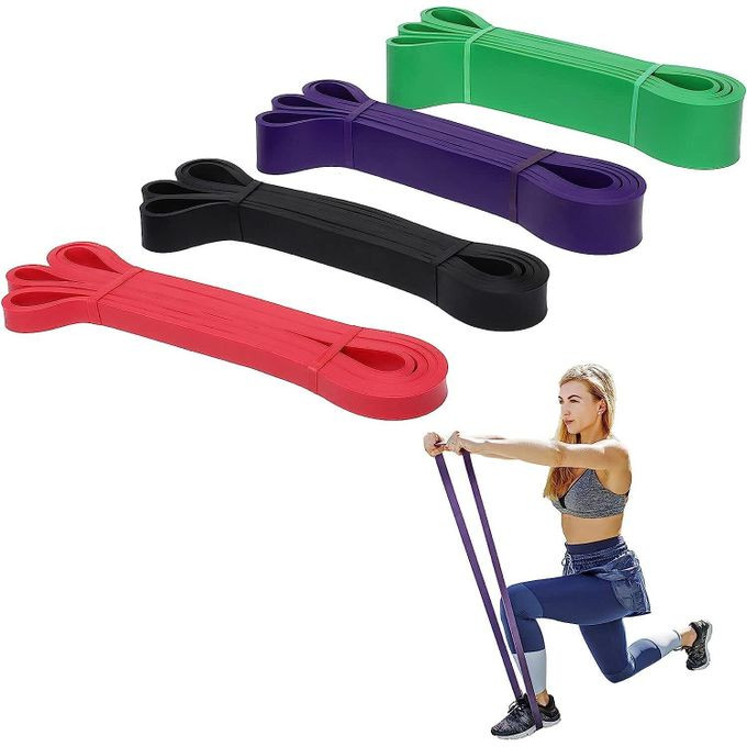 Set of 4 Heavy Duty Powerlifting and Pull Up Exercise Resistance Bands - Perfect for Stretching and Resistance Training