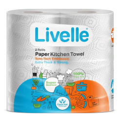Livelle Kitchen Towels TWIN PK-WHITE