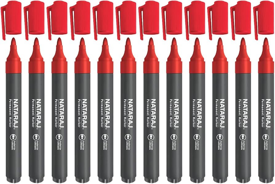 Nataraj permanent Marker Chisel Tip 2-5MM-Red