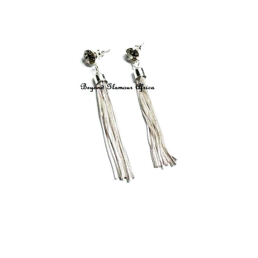 Womens  Silver Tone Tassel Dangle Earrings