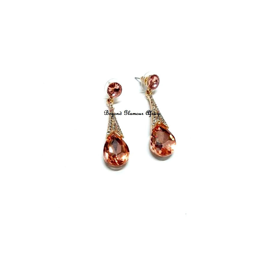 Ladies peach Crystal earrings